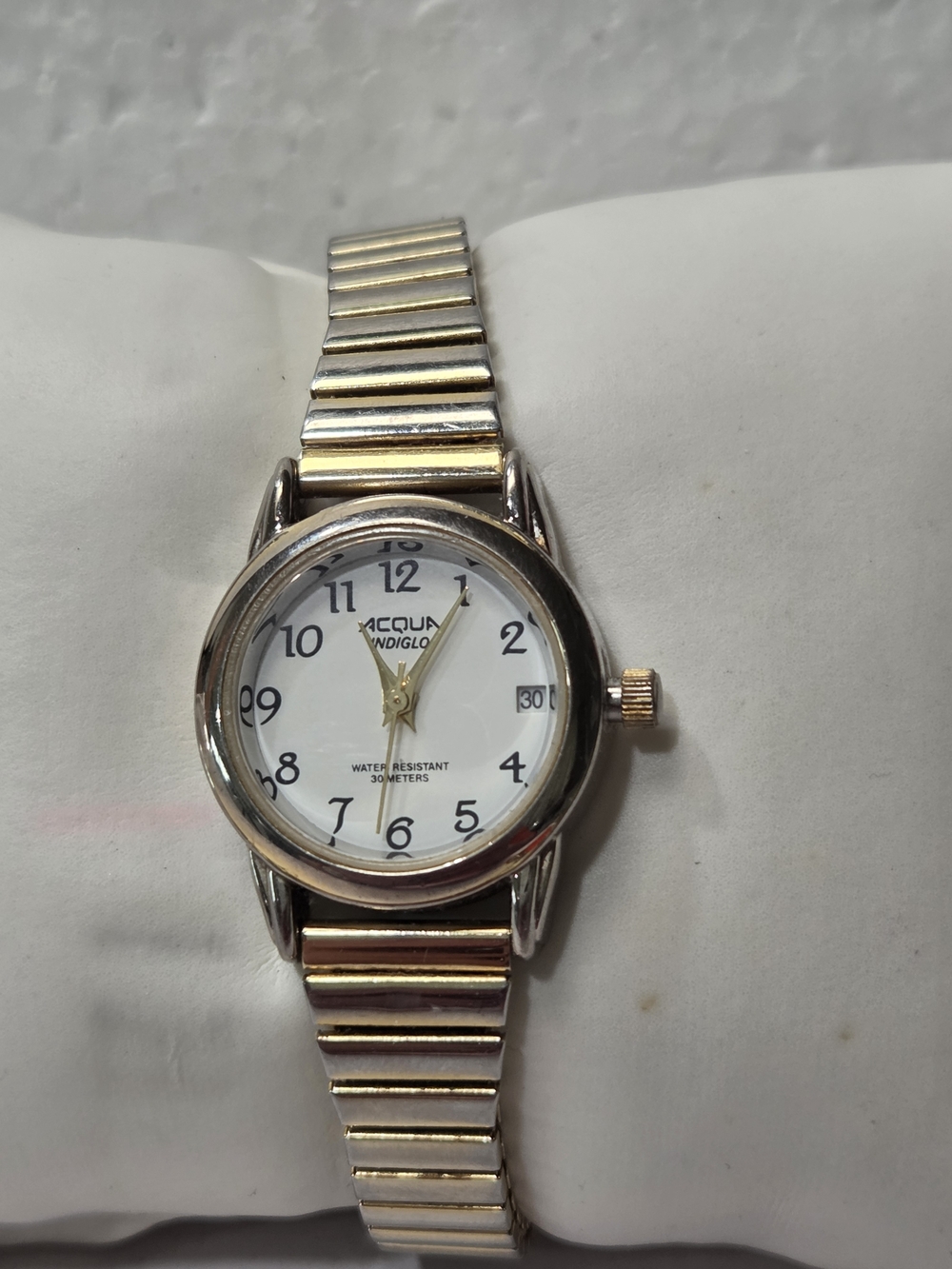 Timex Indiglo Two-Tone Women's Watch - White Dial Water Resistant Indiglo